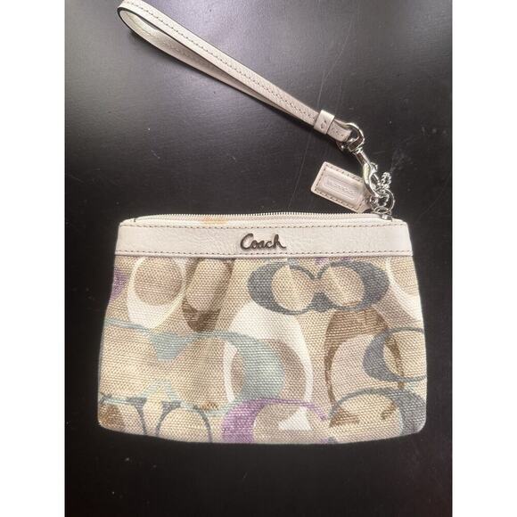 Coach Signature Wristlet Canvas Pastel Colors - Picture 1 of 7